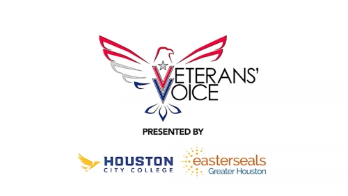 Veterans' Voice logo Houston City College logo EasterSeals Greater Houston logo